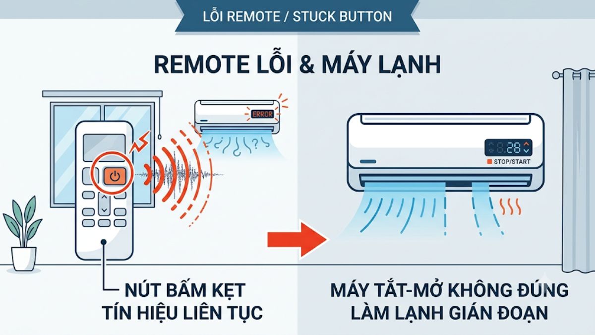 Remote điều khiển bị lỗi hoặc kẹt nút