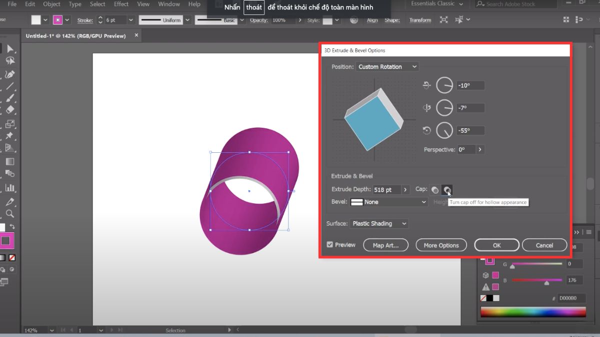 Tạo hiệu ứng 3D cho chữ và logo với Extrude & Bevel