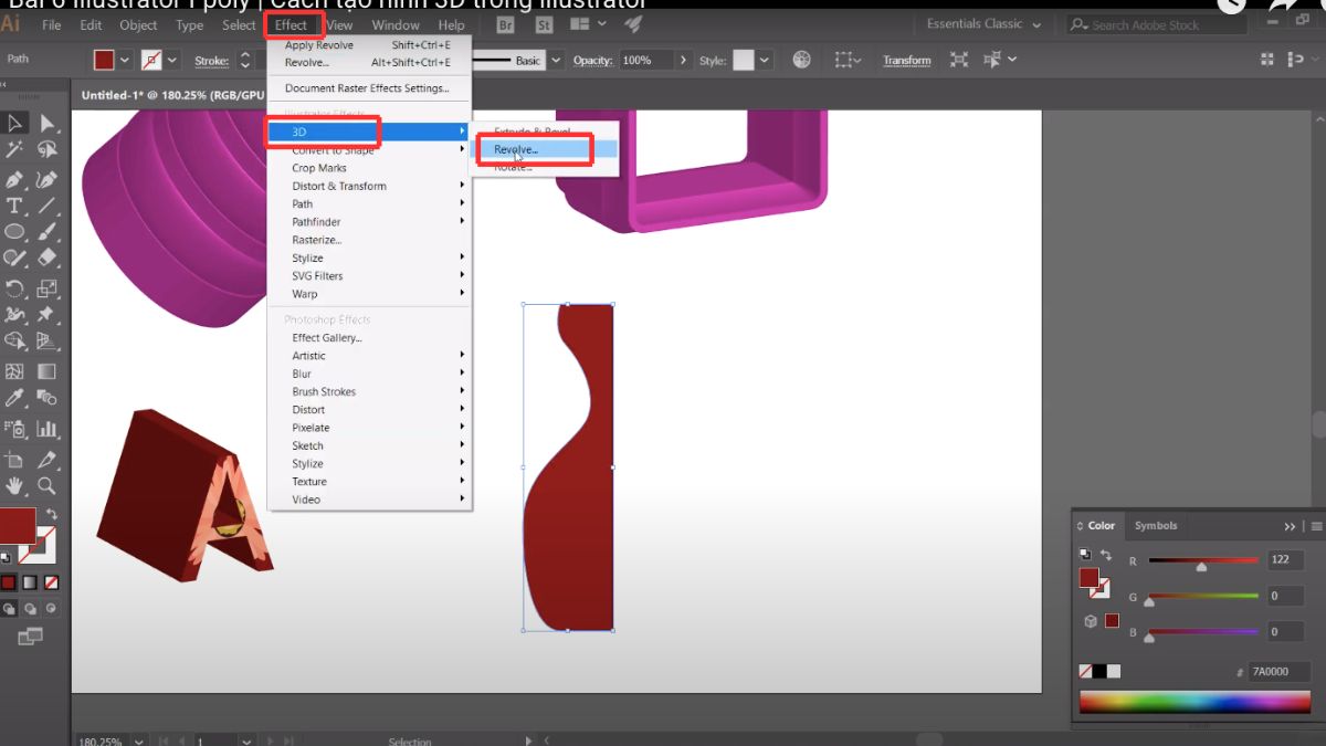 Tạo đối tượng 3D đối xứng với Revolve