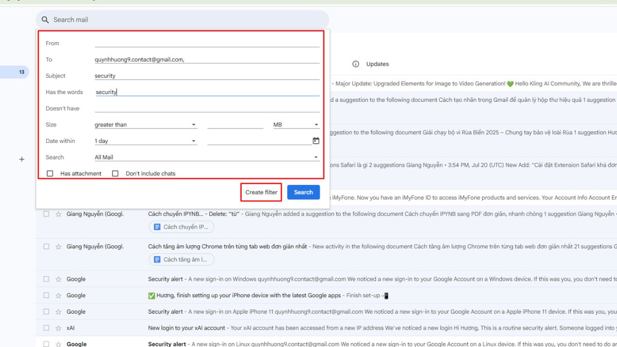 Tạo quy tắc gắn nhãn tự động trong Gmail