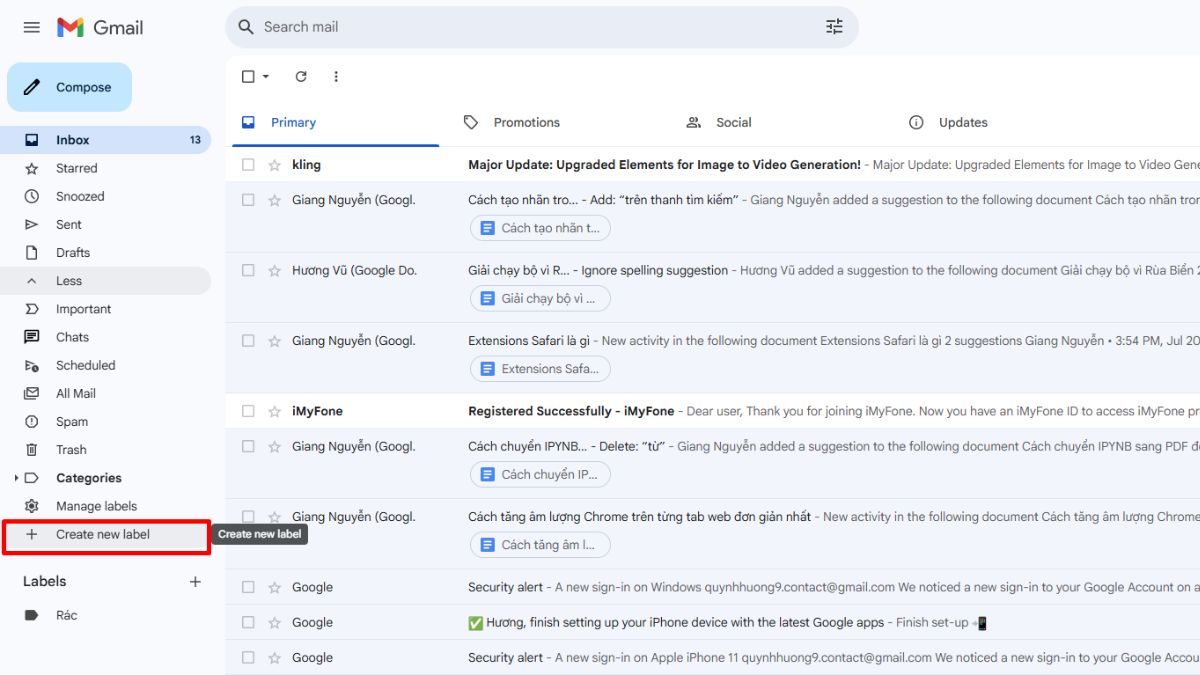 Cách tạo nhãn mới trong Gmail đơn giản