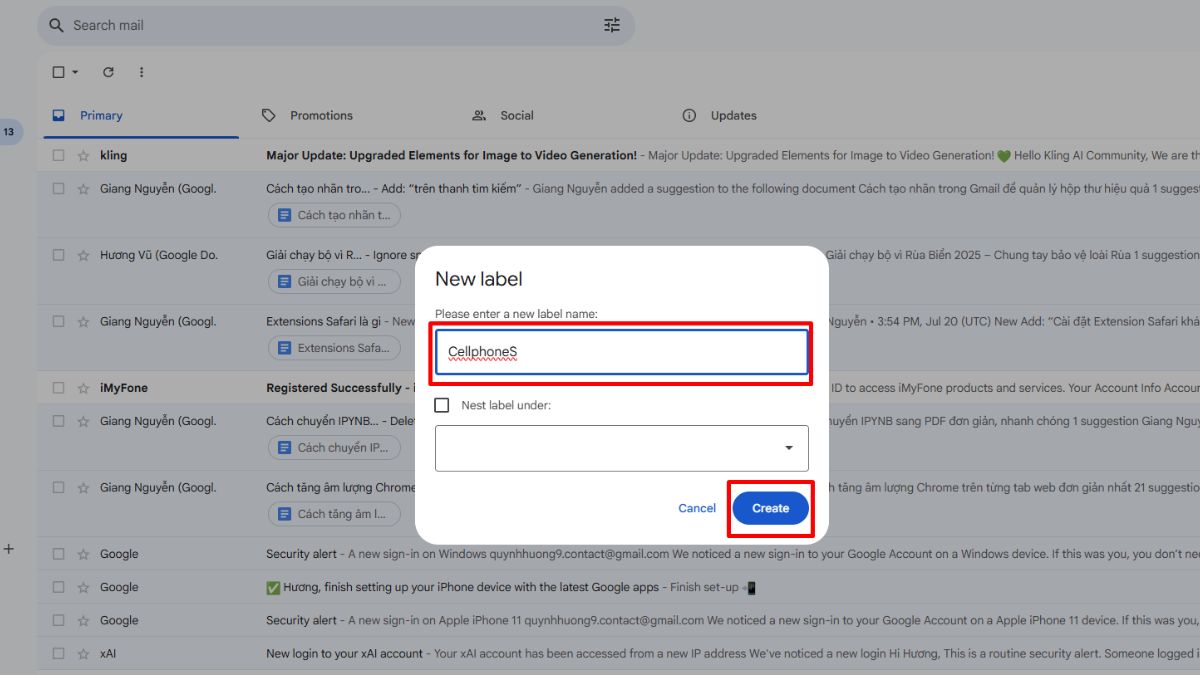 Cách tạo nhãn mới trong Gmail đơn giản