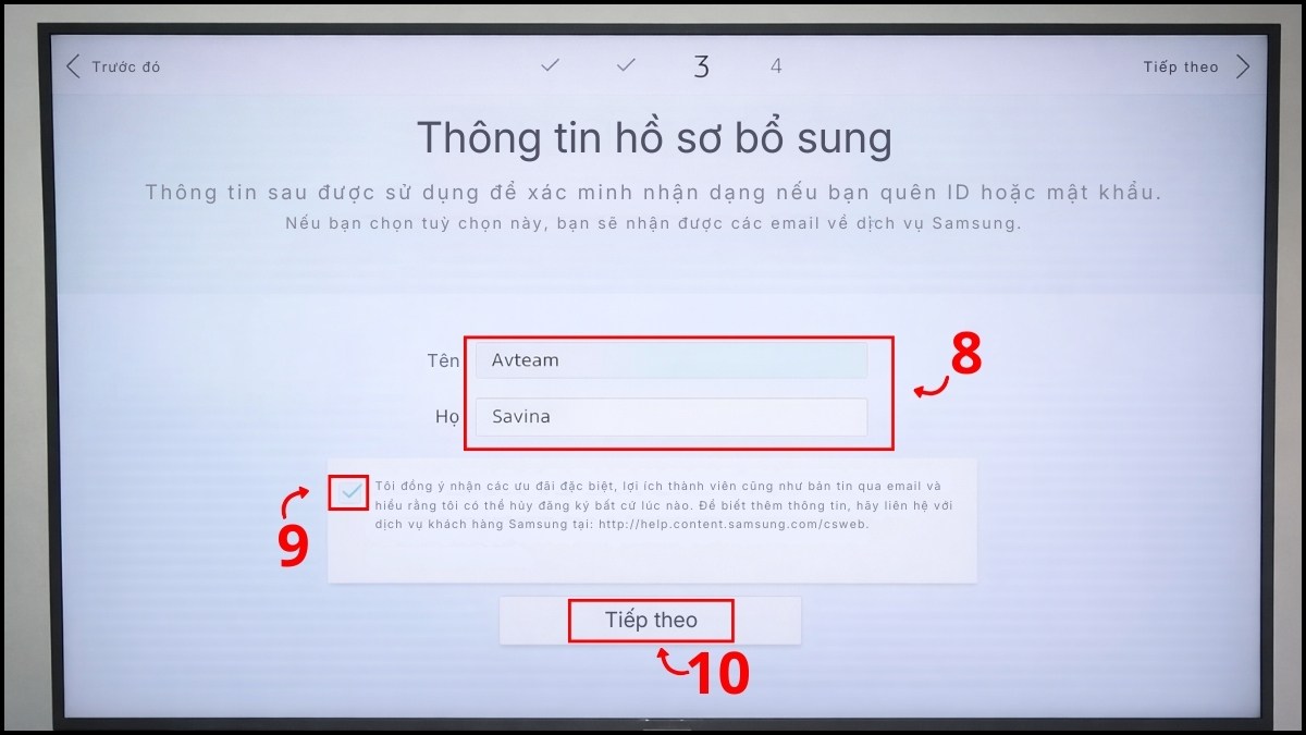 Tạo tài khoản tivi Samsung trực tiếp trên tivi