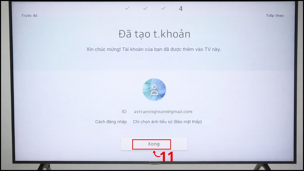 Tạo tài khoản tivi Samsung trực tiếp trên tivi