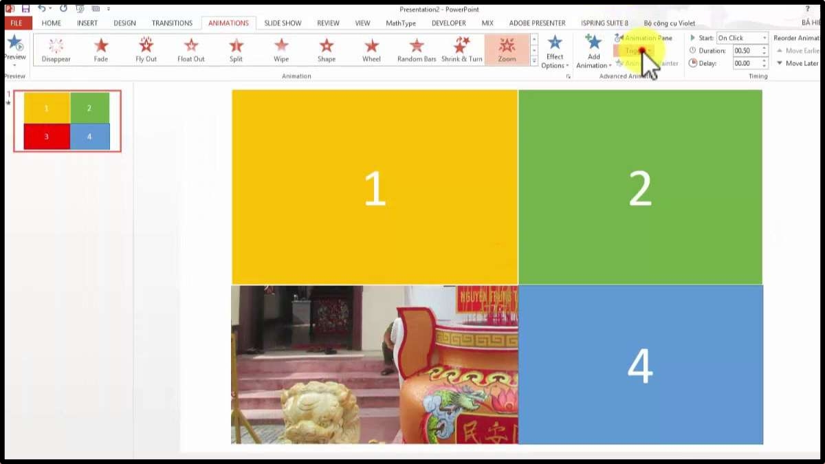 Trigger trong PowerPoint giúp tạo bài thuyết trình tương tác
