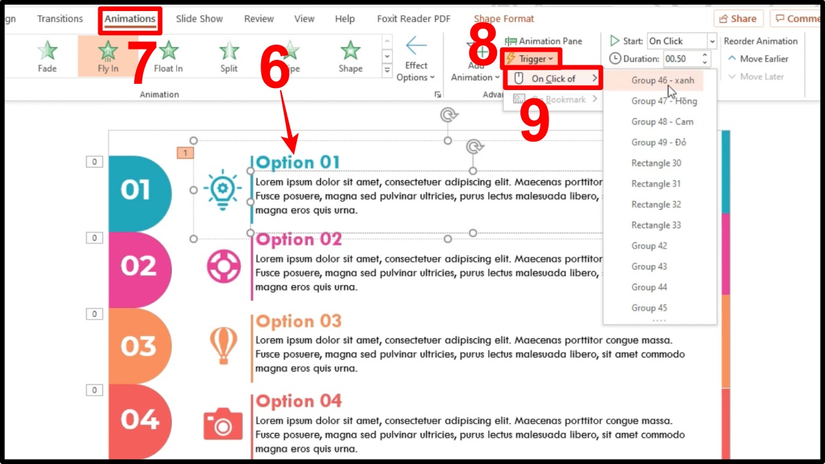 Cách tạo Trigger trong PowerPoint chi tiết từng bước