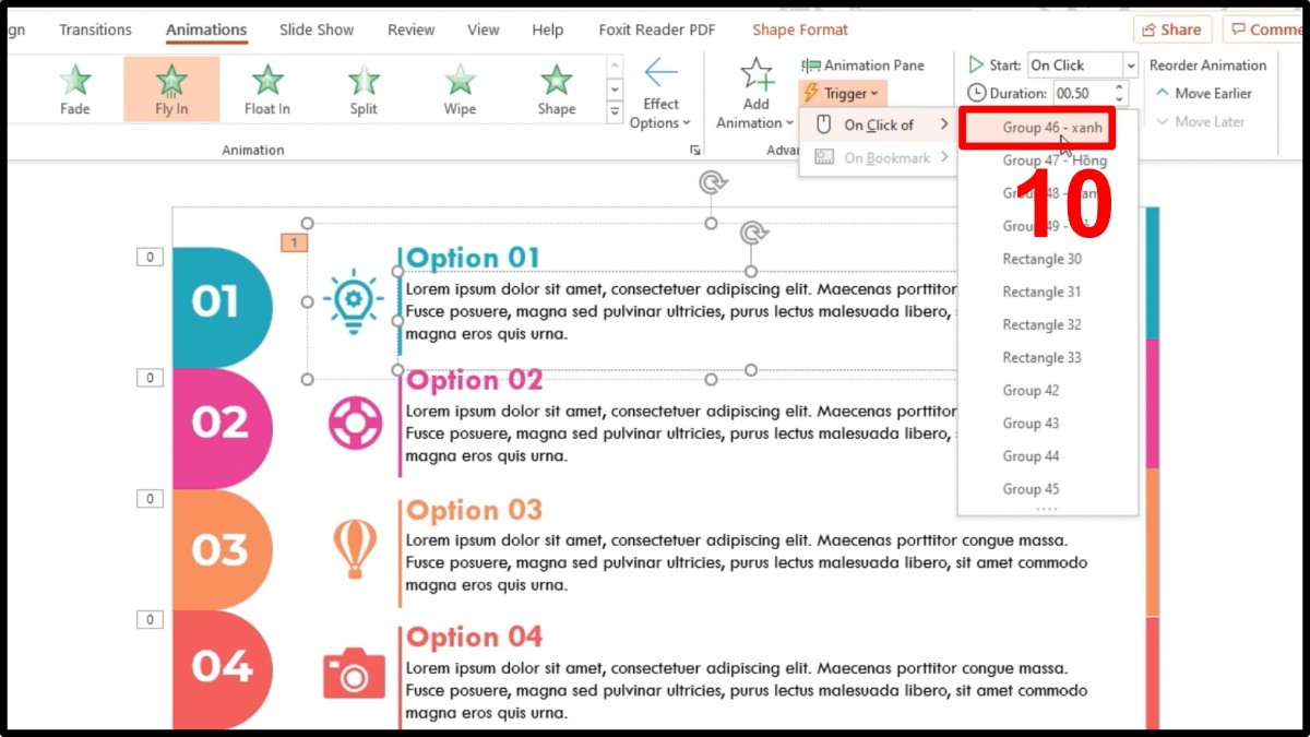 Cách tạo Trigger trong PowerPoint chi tiết từng bước