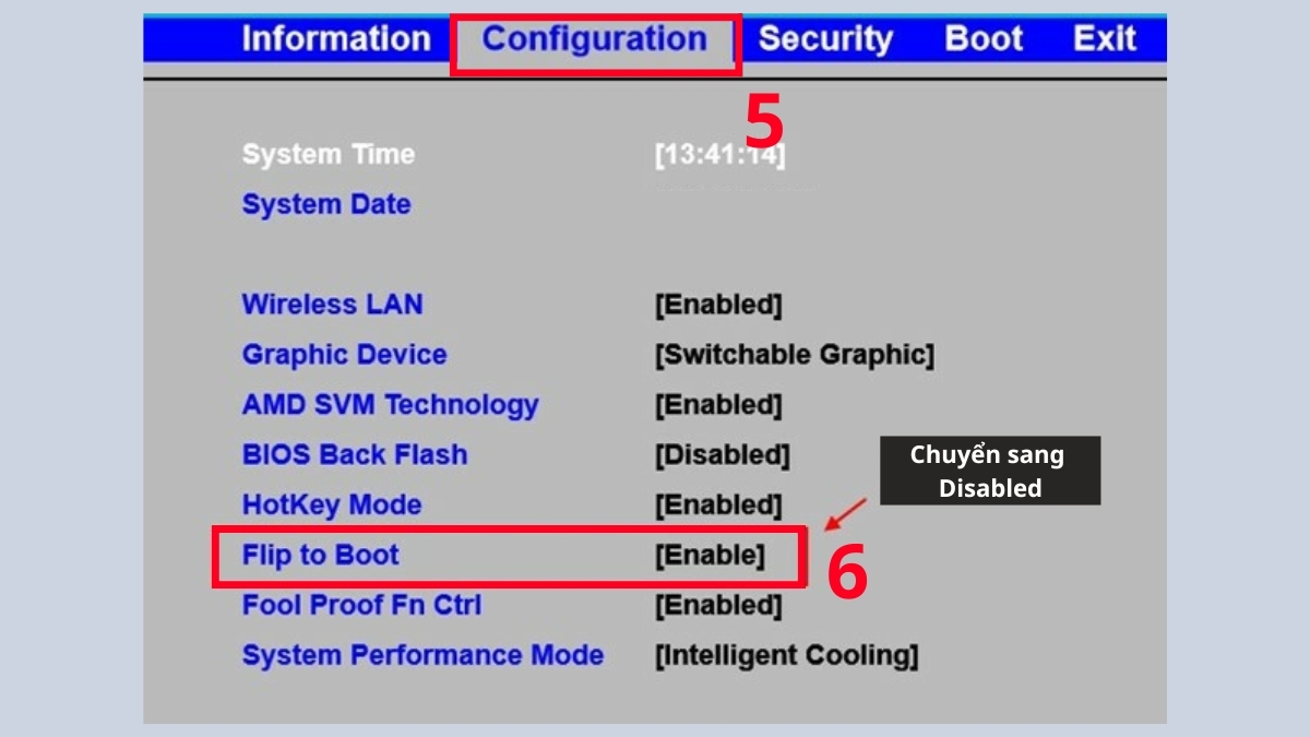 Tắt chế độ tự mở máy trên laptop Lenovo trong BIOS