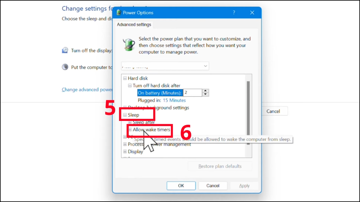 Tắt chế độ tự mở máy trên laptop Lenovo bằng cách tắt chế độ Wake Timer