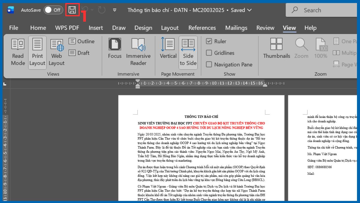 Đóng - mở lại file Word
