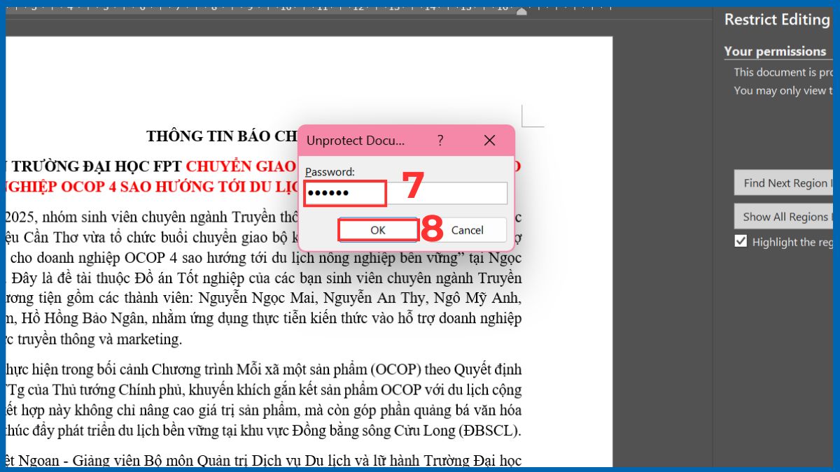 Tắt Read Only bằng tính năng Restrict Editing