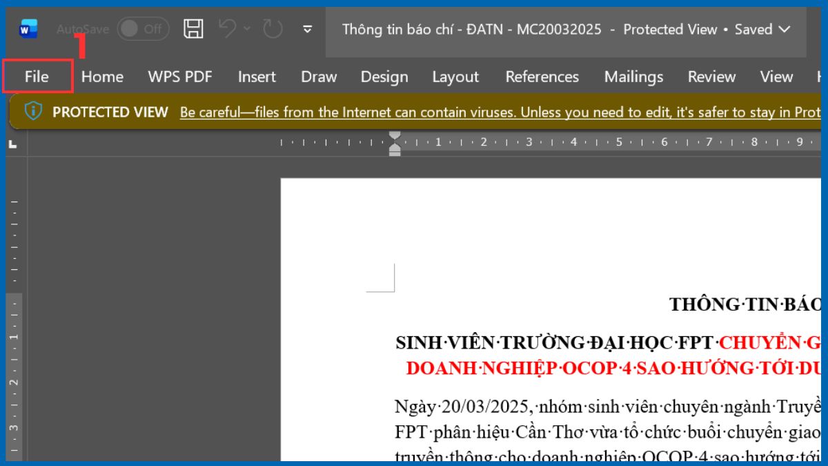 Lưu file bằng tên khác để tắt chế độ Read Only