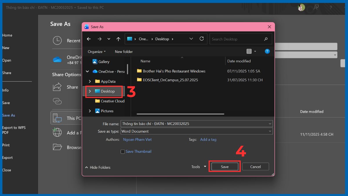 Lưu file bằng tên khác để tắt chế độ Read Only