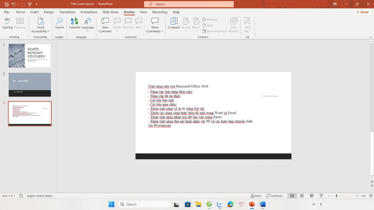 Gạch chân đỏ trong PowerPoint là gì?