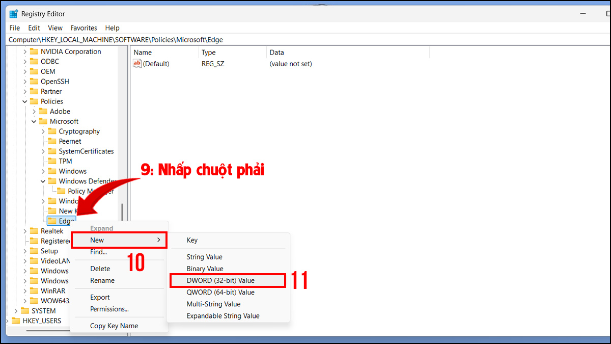 Sử dụng Registry Editor để vô hiệu hóa Edge