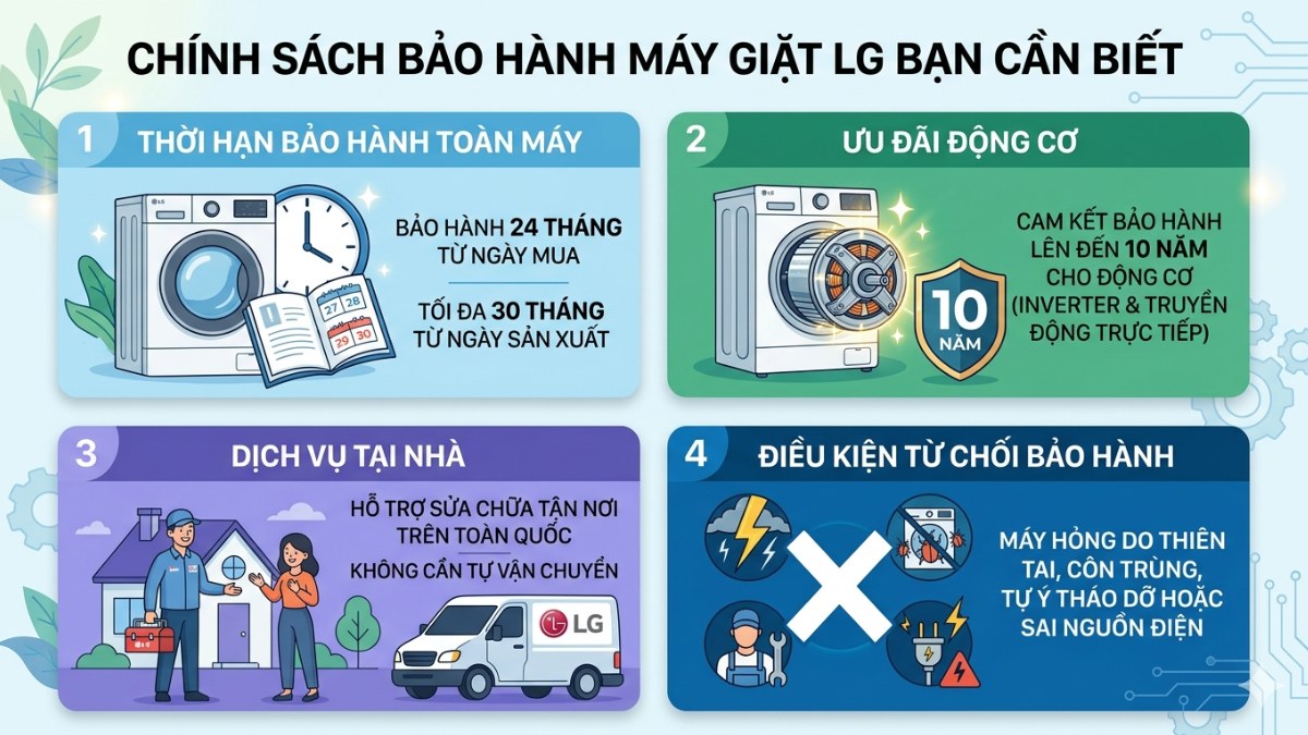 Chính sách bảo hành máy giặt LG bạn cần biết