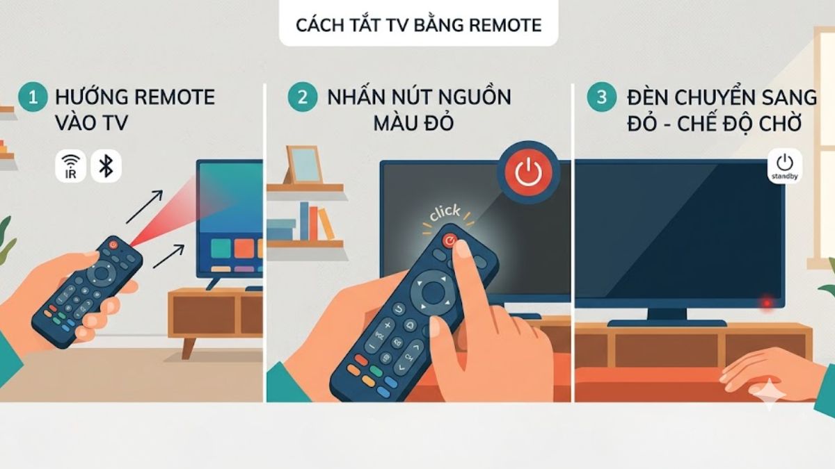Tắt tivi bằng remote