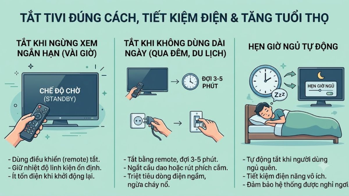 Tắt tivi như thế nào để tiết kiệm điện và tăng tuổi thọ?