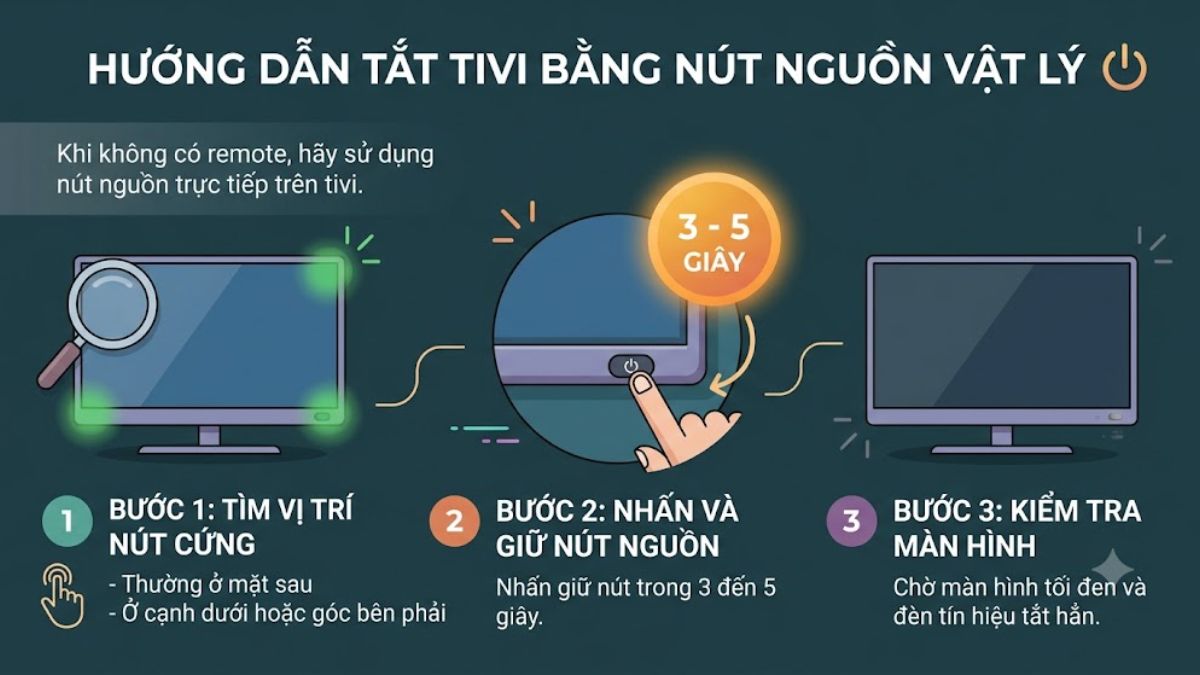 Tắt bằng nút nguồn trên tivi