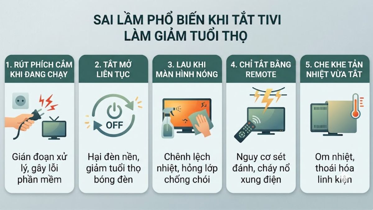 Các thói quen tắt tivi không đúng cách cần tránh
