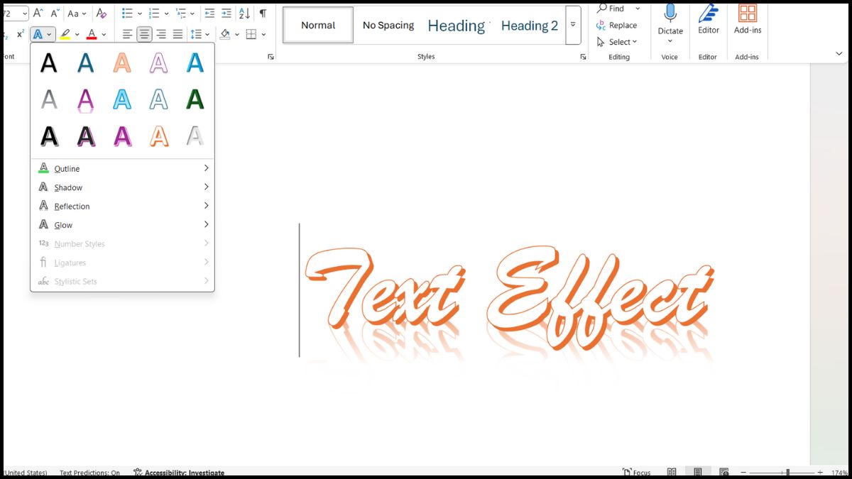 Text Effect giúp chữ nổi bật hơn trong Word