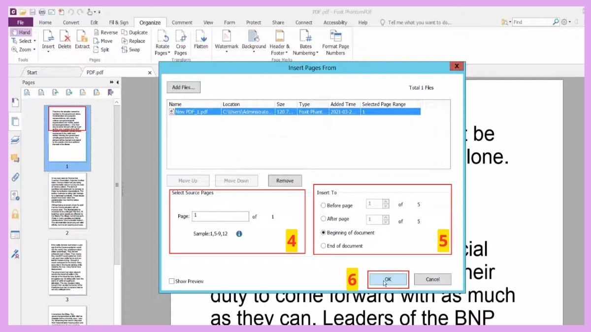 Chỉ dẫn cách thêm trang trong PDF bằng Foxit Reader