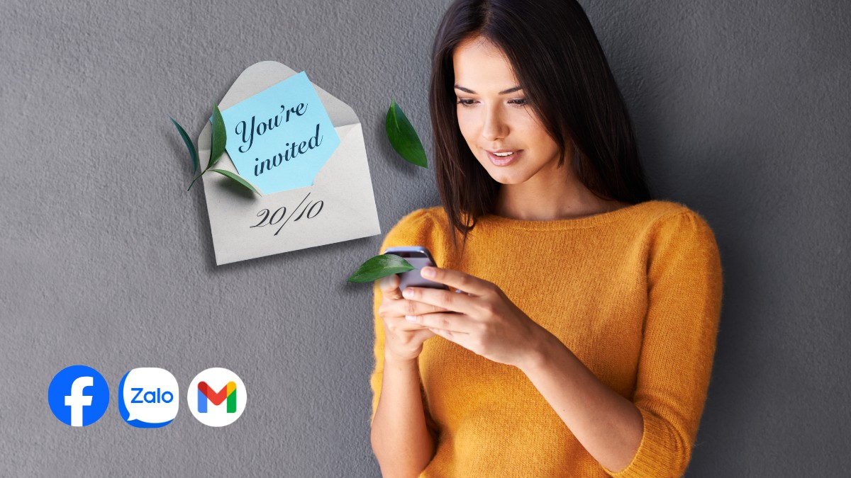 Thư mời ngày 20/10 gửi qua Zalo/Email/Facebook