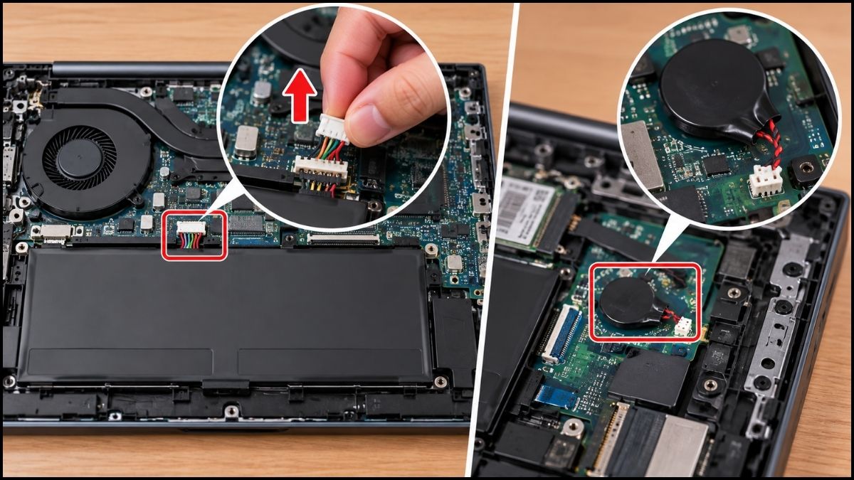 Cách tháo pin CMOS đối với laptop