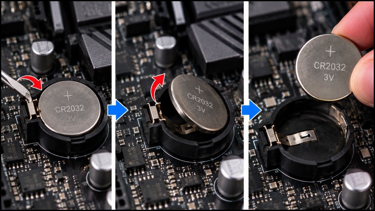 Các bước tháo pin CMOS trên máy tính bàn
