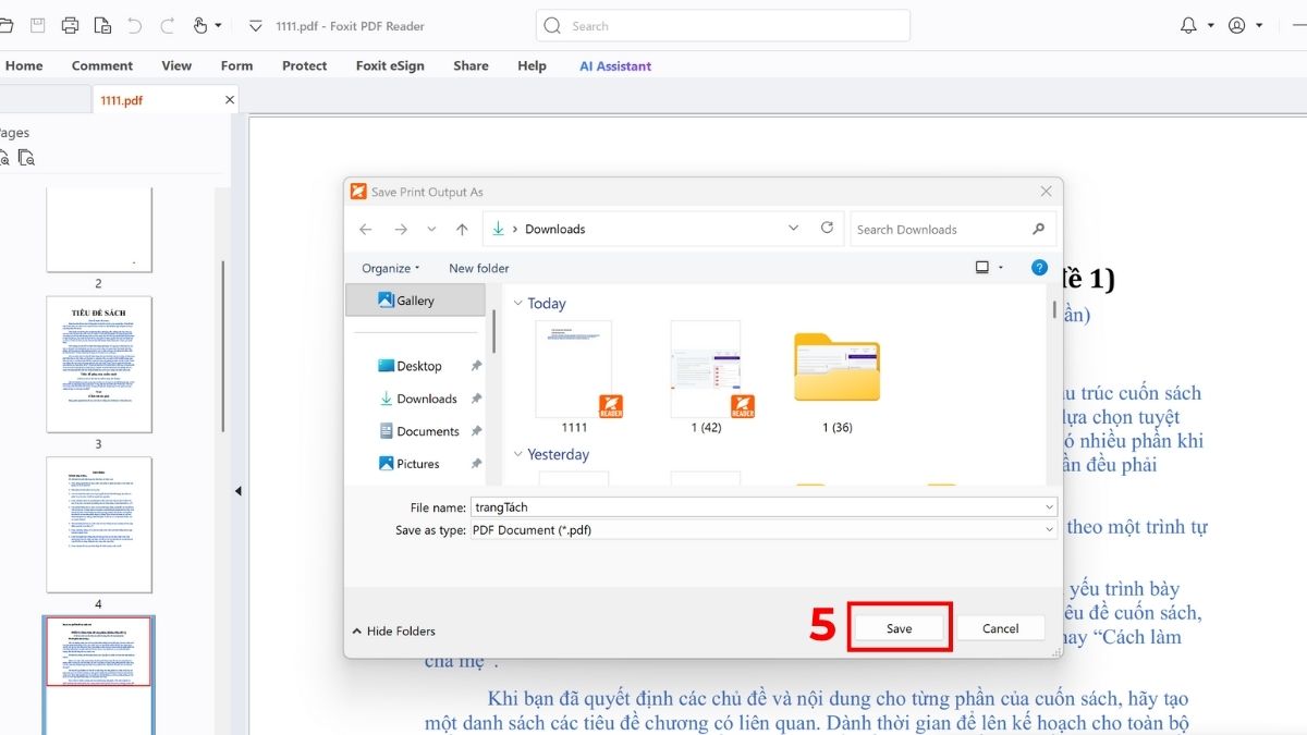 Dùng Foxit Reader để tách trang PDF