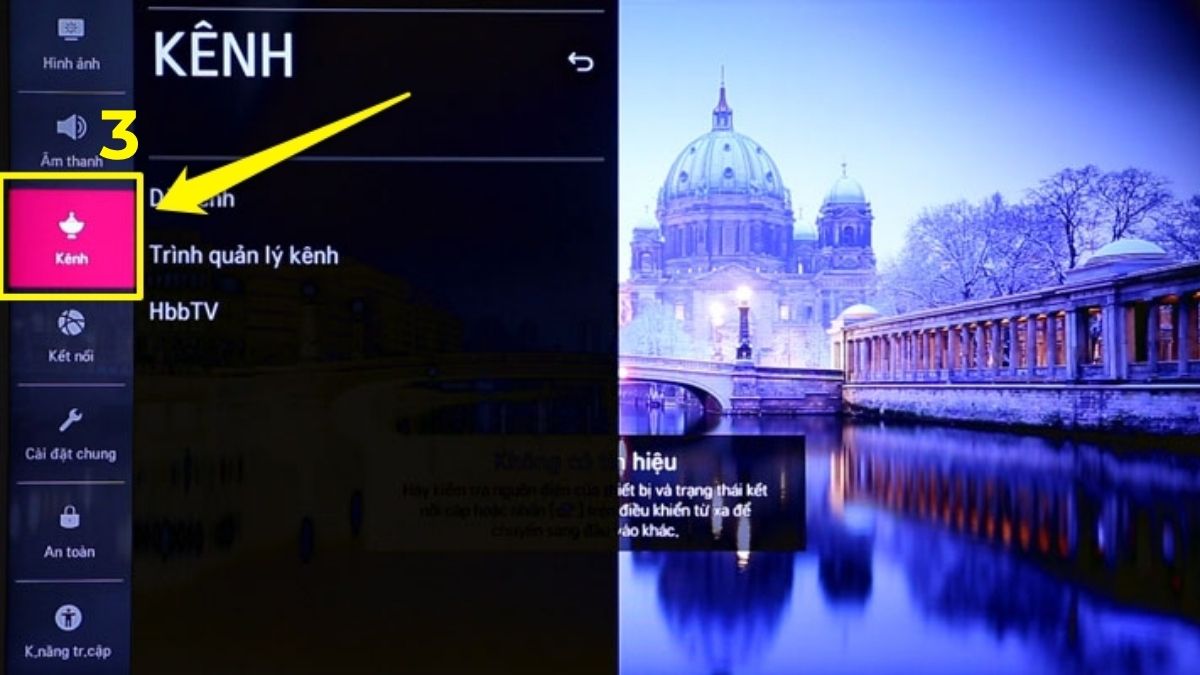 Cách dò kênh VTV trên tivi LG