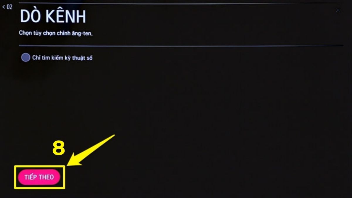 Tiến hành dò kênh VTV trên tivi LG