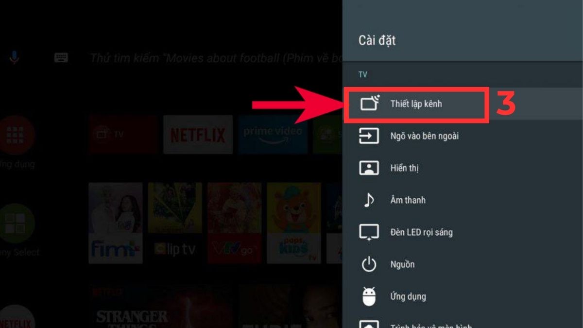 Cách dò kênh VTV trên tivi Sony
