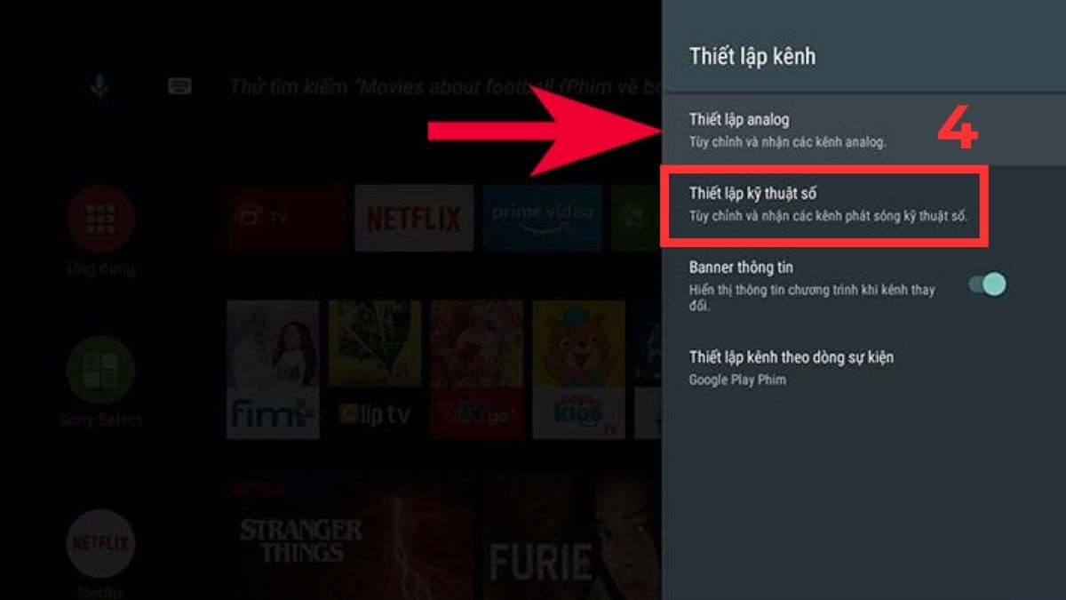 Cách dò kênh VTV trên tivi Sony