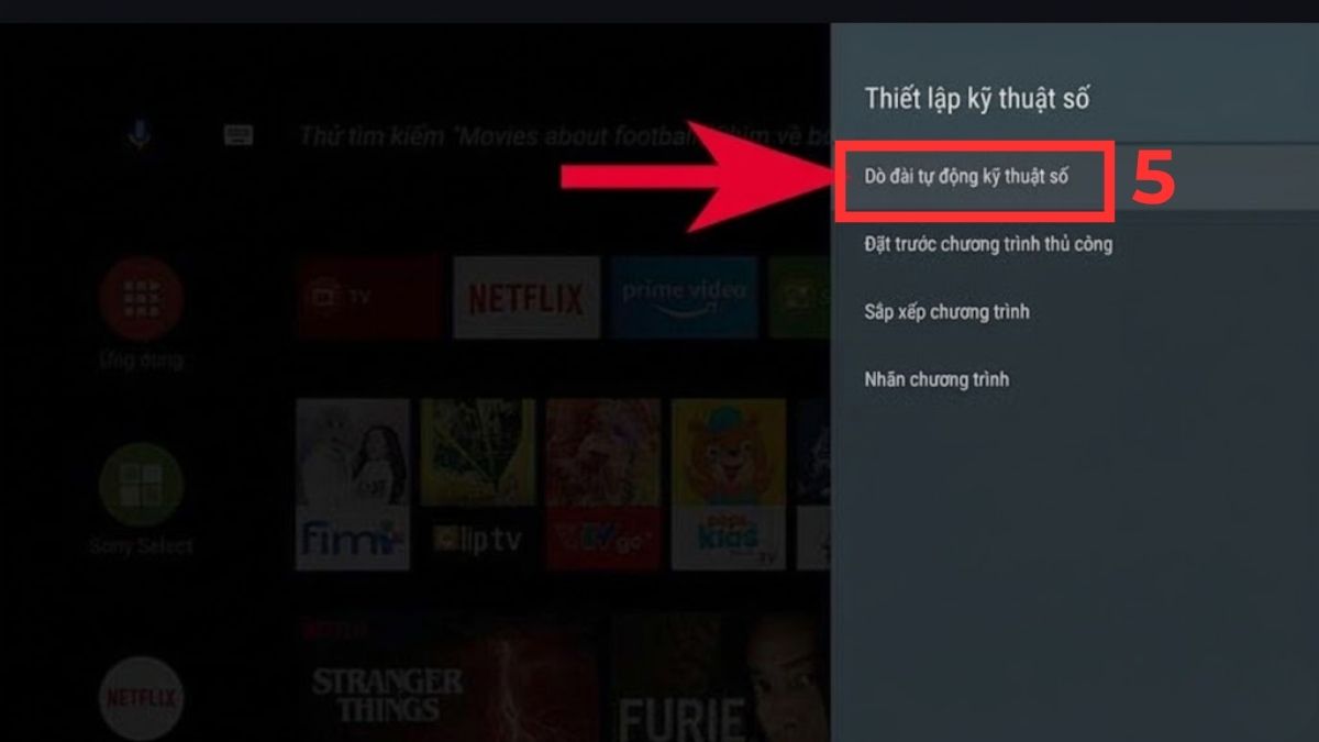 Cách dò kênh VTV trên tivi Sony