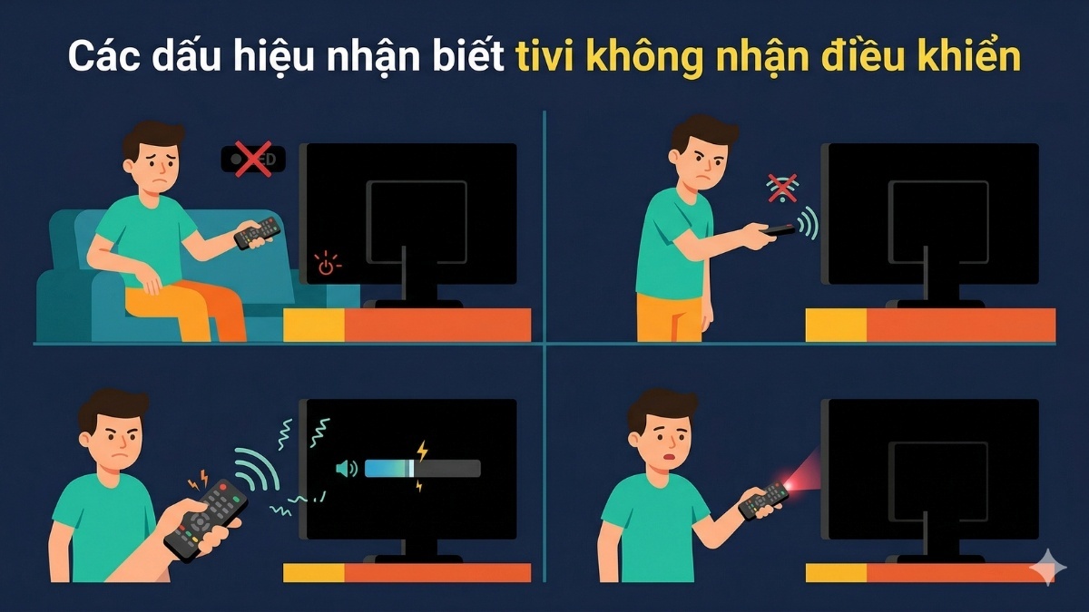 Các dấu hiệu nhận biết tivi không nhận điều khiển