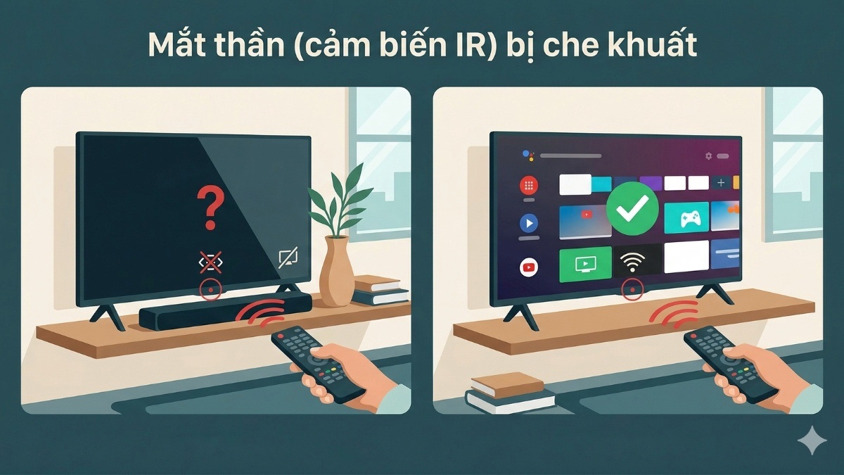 Mắt thần (cảm biến IR) bị che khuất