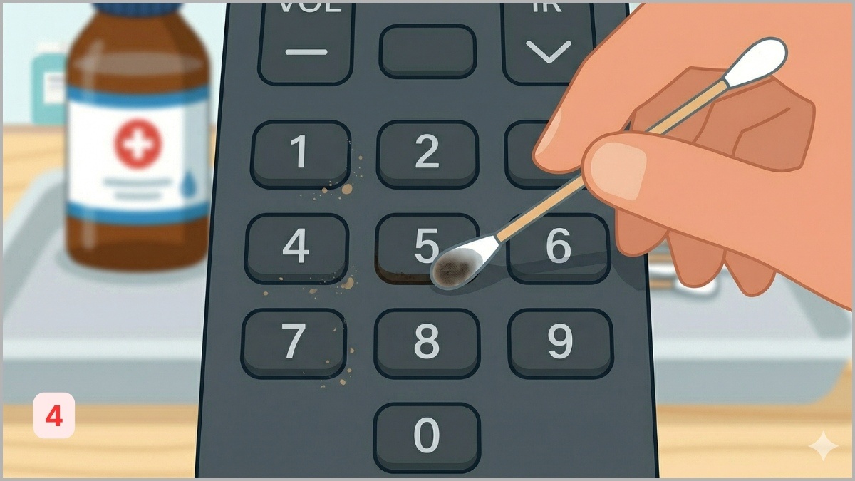 Làm sạch các khe hở quanh phím bấm