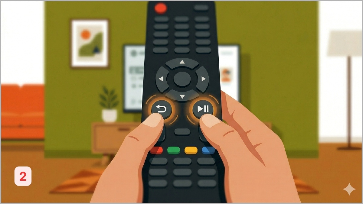 Nhấn giữ đồng thời nút Return và Play/Pause để reset remote