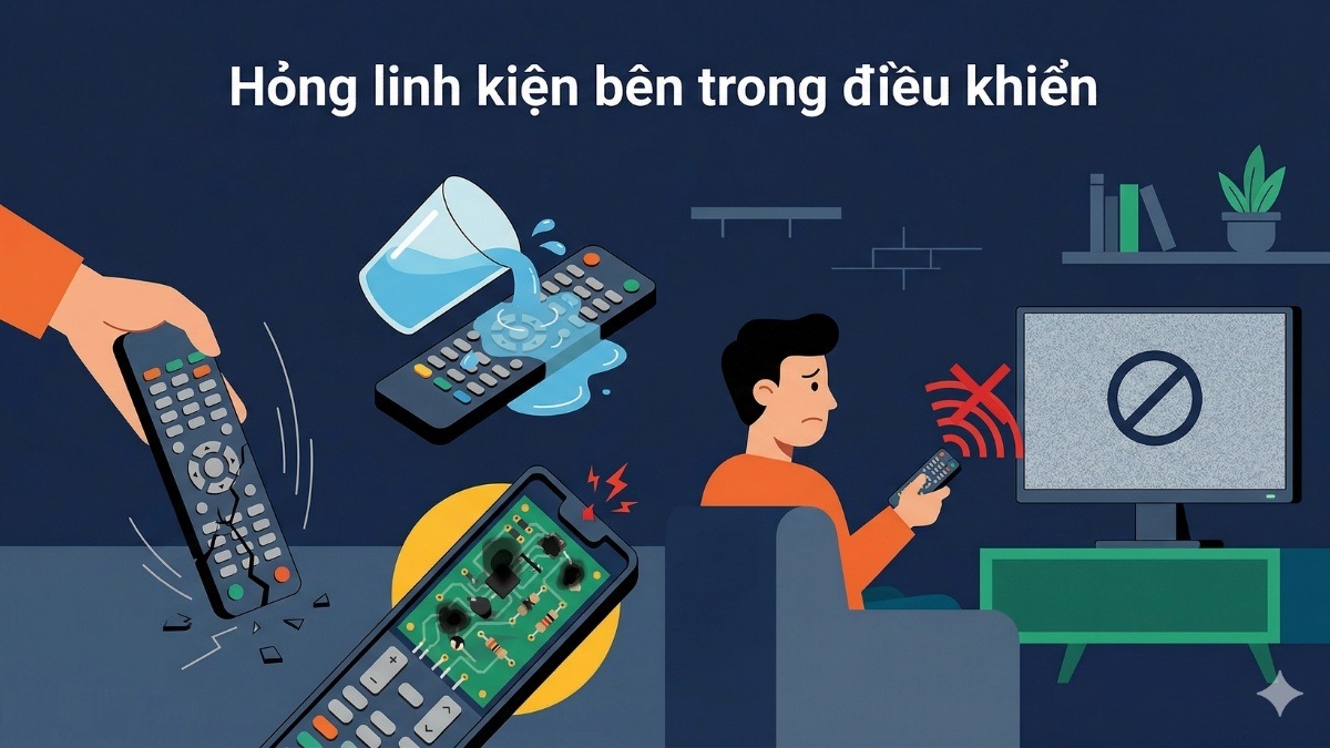 Hỏng linh kiện bên trong điều khiển