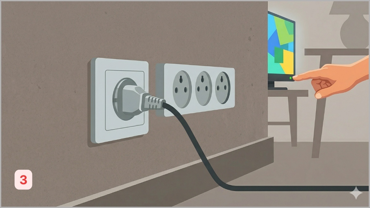 Cắm điện và khởi động lại TV