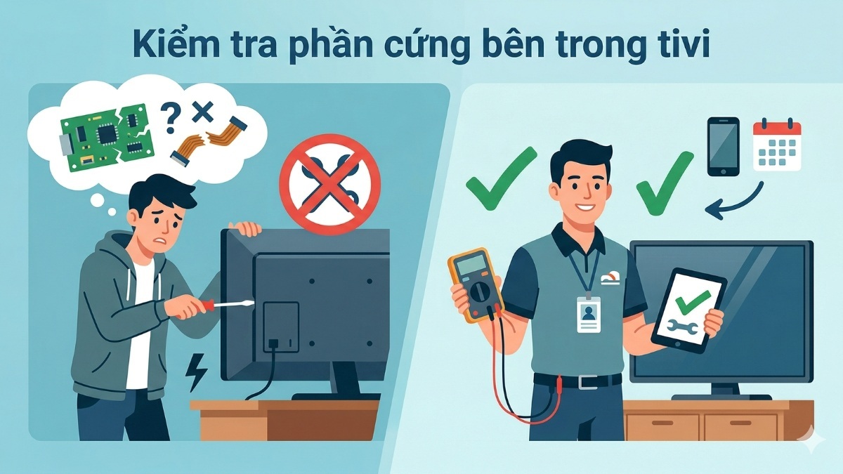 Kiểm tra phần cứng bên trong tivi
