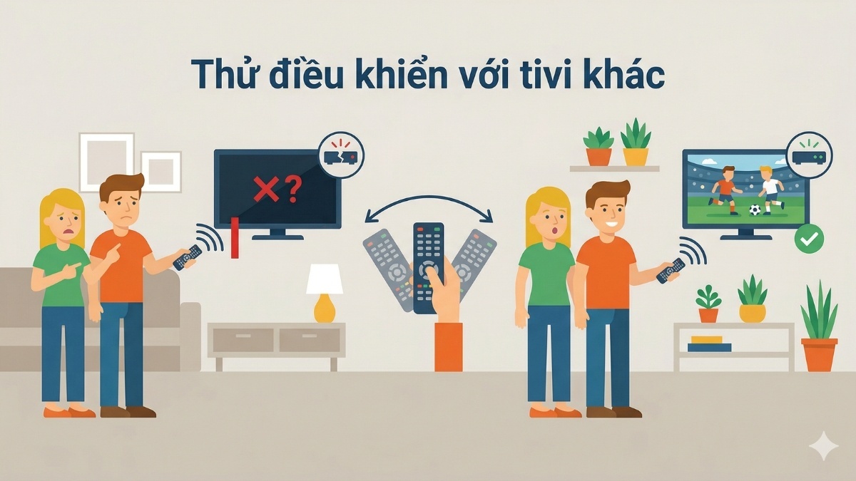 Thử điều khiển với tivi khác để kiểm tra remote