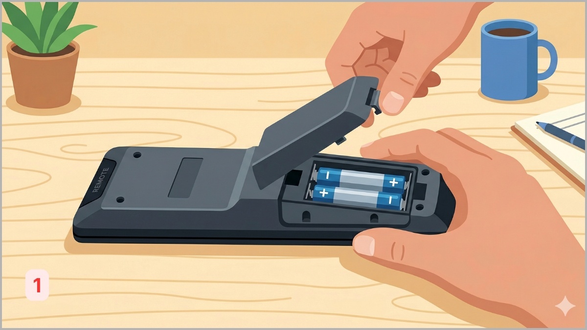 Kiểm tra tình trạng pin và khay pin của điều khiển TV