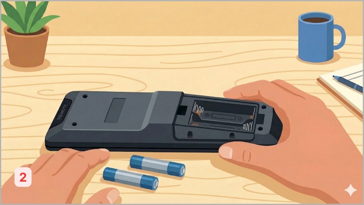 Kiểm tra tình trạng pin và khay pin của điều khiển TV