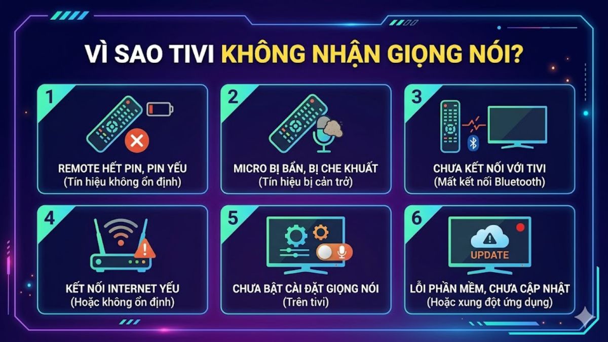 Nguyên nhân khiến tivi không nhận giọng nói