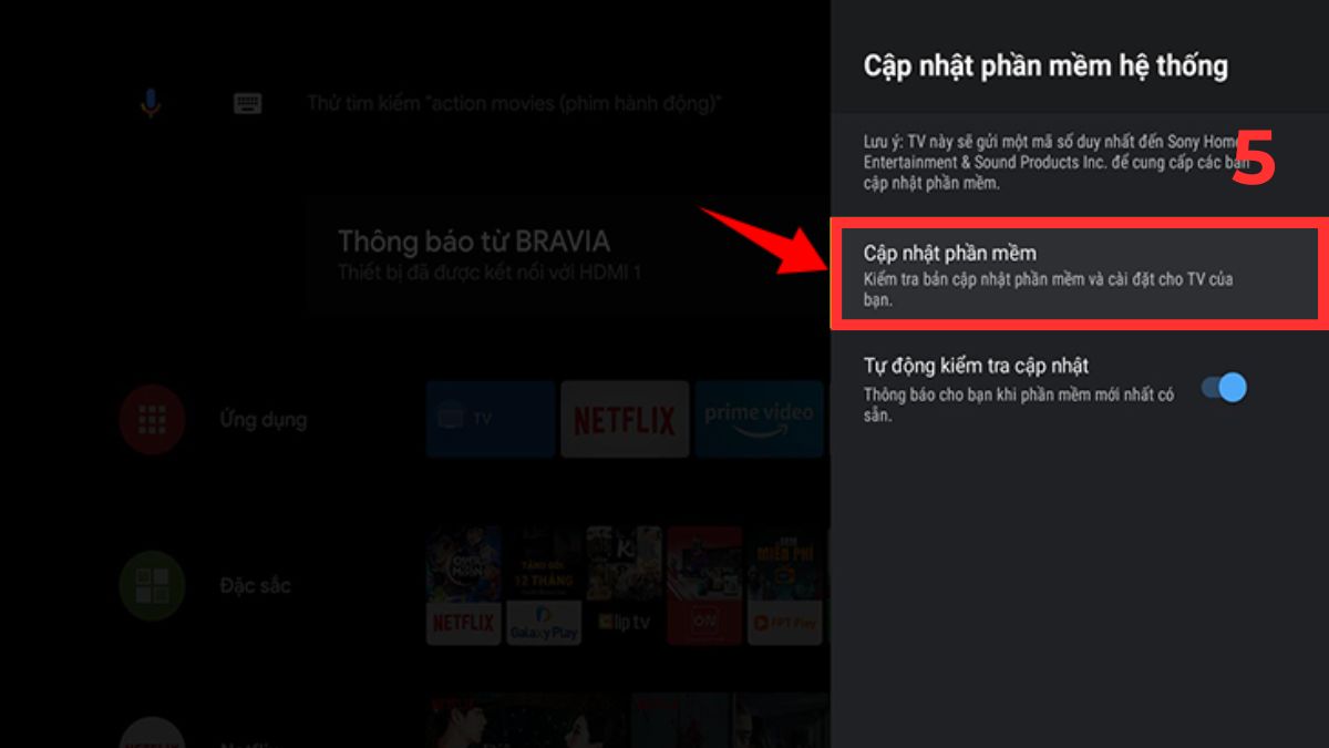 Cập nhật phần mềm hệ thống của tivi