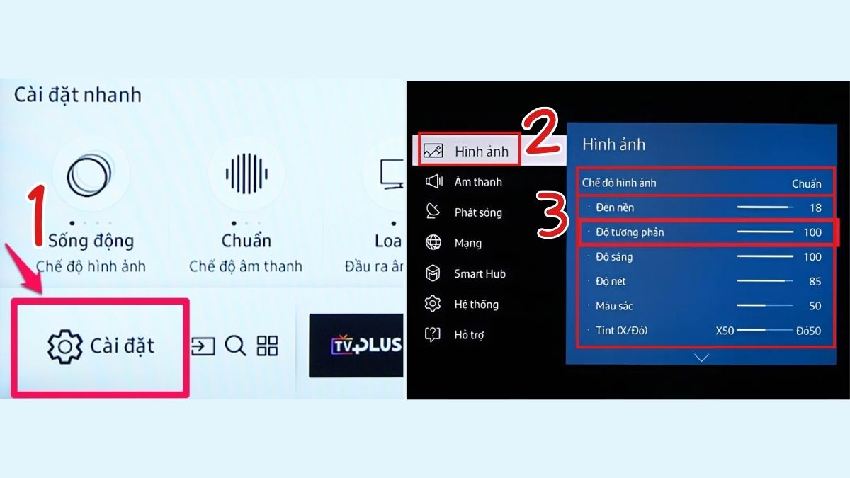 Điều chỉnh lại độ sáng, độ tương phản và màu sắc