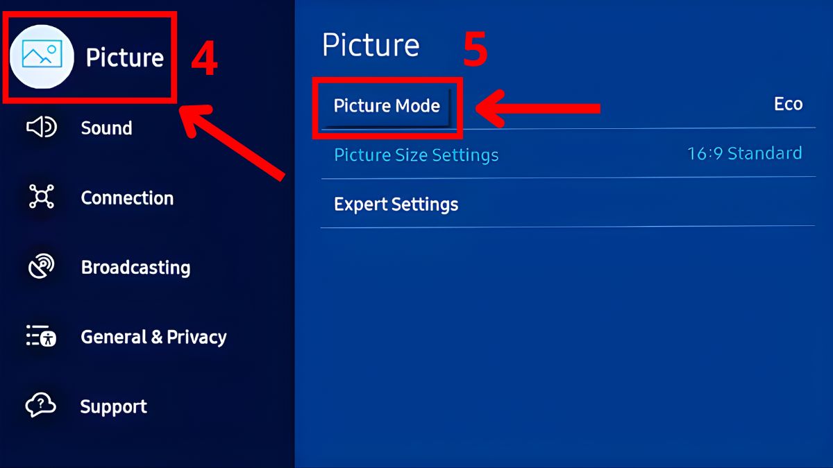 Điều chỉnh lại chế độ hiển thị trên tivi