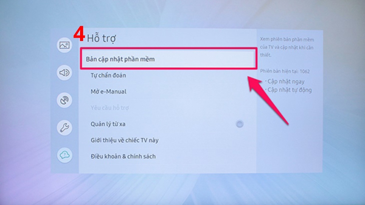 Cập nhật phần mềm hệ thống của tivi Samsung